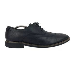 Rockport Mens Black Leather Almond Toe Wingtip Block Heel‎ Derby Dress Shoes 13